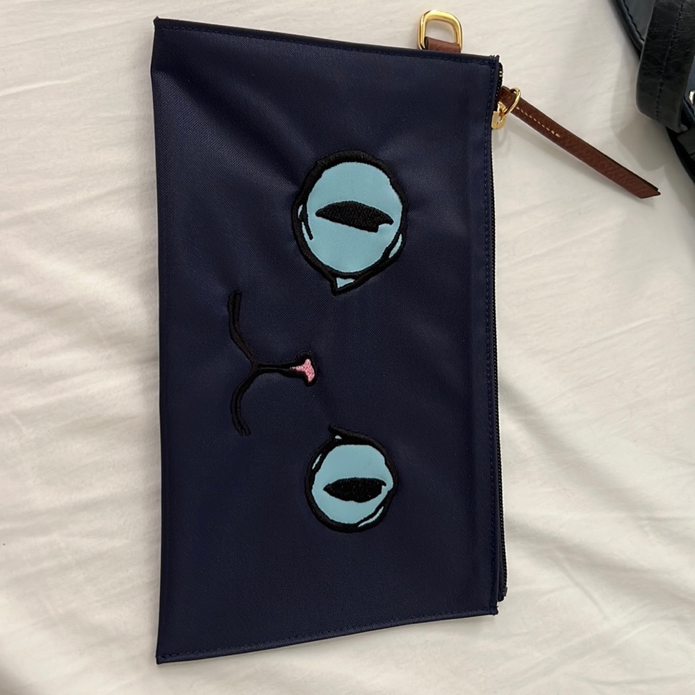 Longchamp Le Pliage Miaou Makeup Pouch in Blue - new, never used